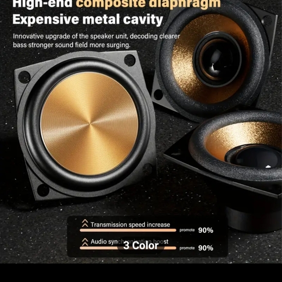 Retro Wireless Speaker Color Gray 360 Degree Surround Sound With Sub - Picture 3 of 3